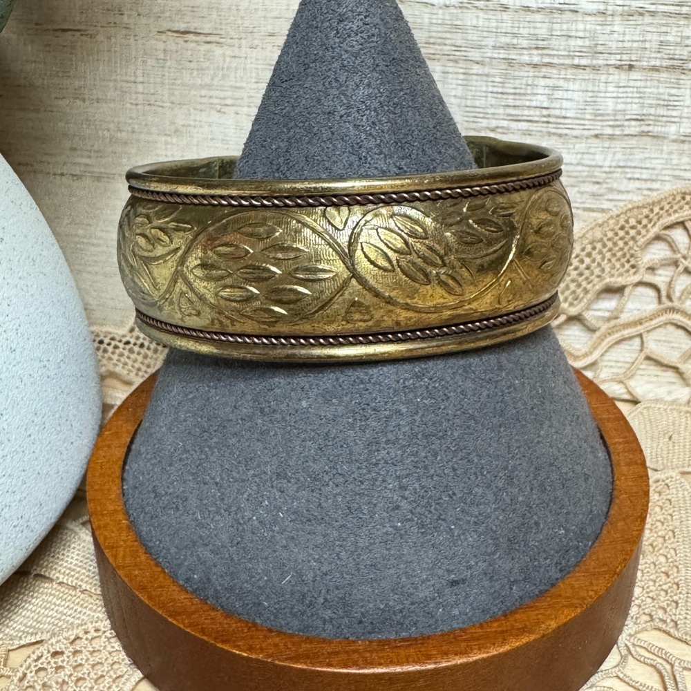 Hammered brass cuff bracelet